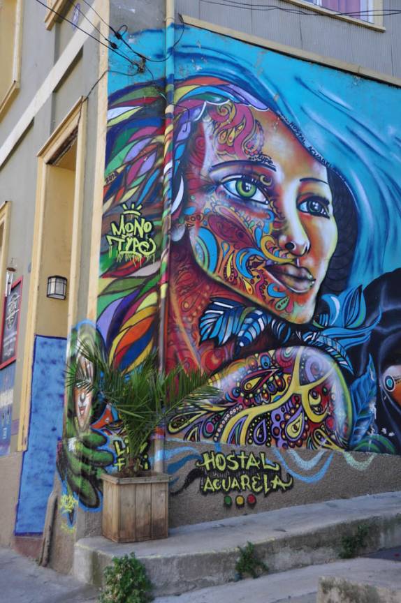 Muita arte nas ruas de Valparaiso, no Chile